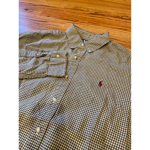 Ralph Lauren Other - Ralph Lauren Mens Button Down Shirt XL 24 PTP Green Tan Gingham Classic Fit Logo